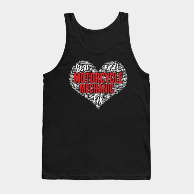 Motorcycle mechanic Heart Shape Word Cloud Design graphic Tank Top by theodoros20